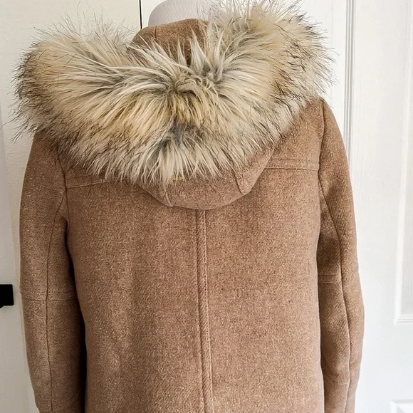 J. Crew Stadium Cloth Tan Wool Coat Jacket Womens Sz 8